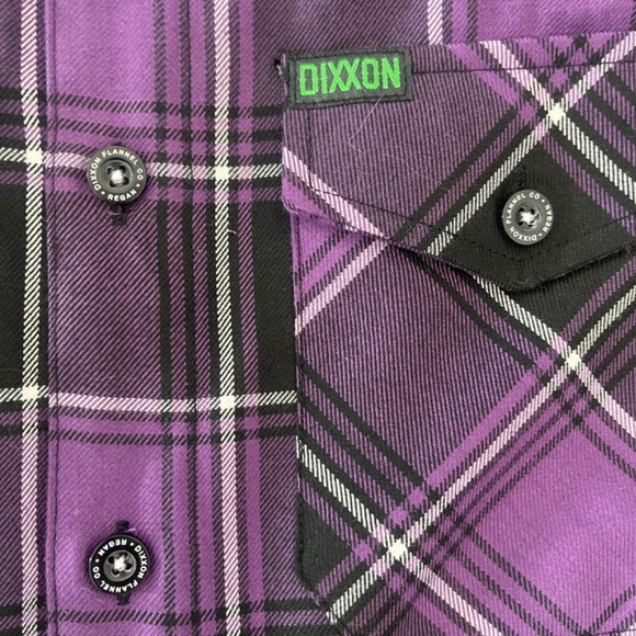 Dixxon Flannel The Regan Purple Plaid Shirt Horror Collab D-Tech Exorcist Sz M - Picture 4 of 10